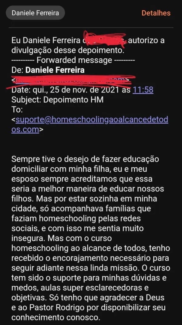 Depoimento Danielle Ferreira